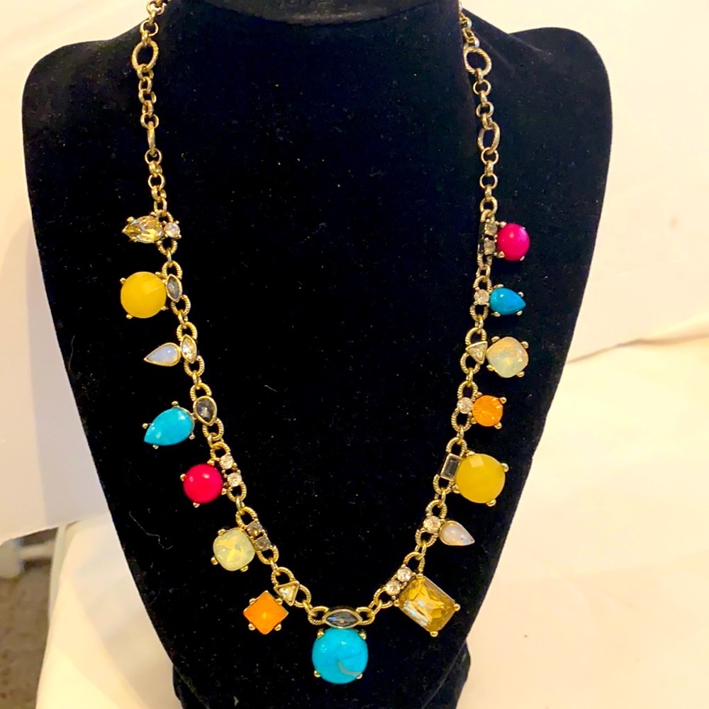 LOFT Gold Multi Color Gem Necklace